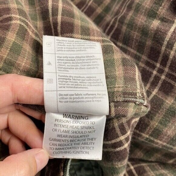 Vintage Carhartt Green Flannel Lined Snap Button Up Canvas Shirt Size XL Grunge - Picture 5 of 12